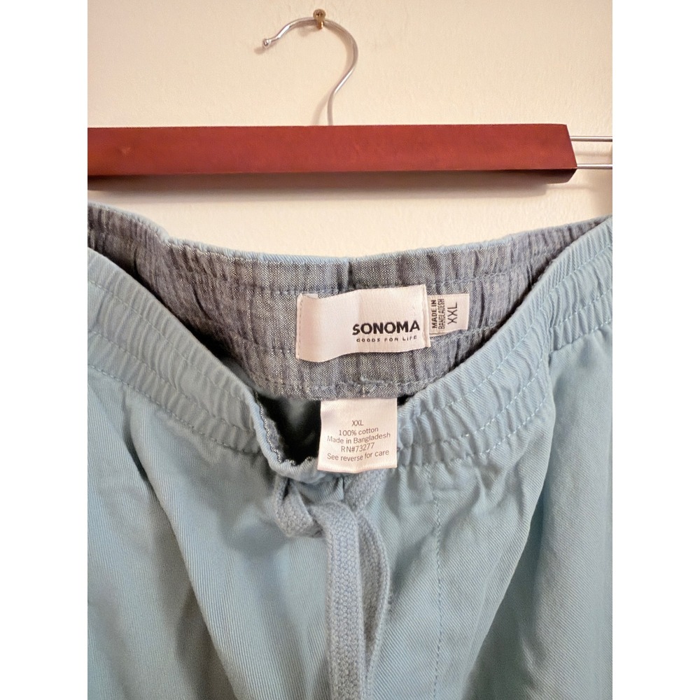 Sonoma Goods for Life Mens XXL Light Blue Cotton Elastic Waist Drawstring Shorts - Picture 2 of 3